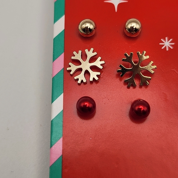 Limited Too Festive Kids Earring Set - Red, Green, Gold - Picture 2 of 5